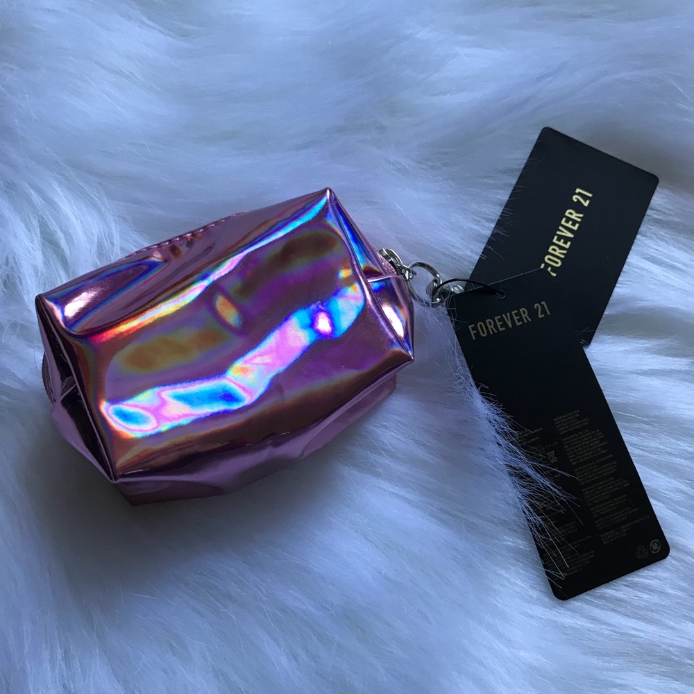 NWT holographic iridescent pink coin purse F21
